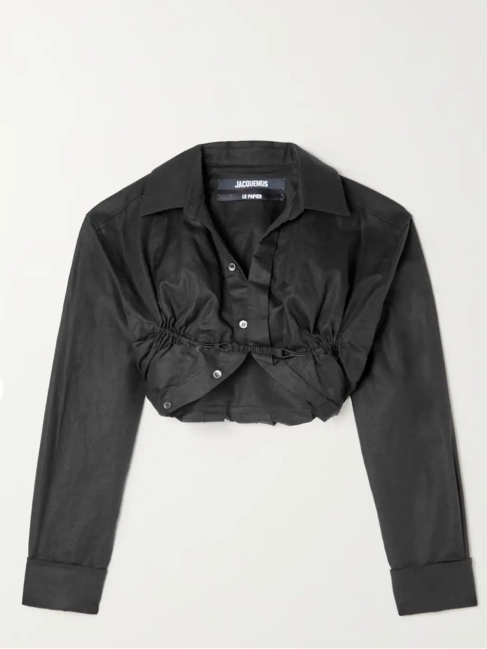 JACQUEMUS Machou cropped cotton and linen-blend canvas shirt